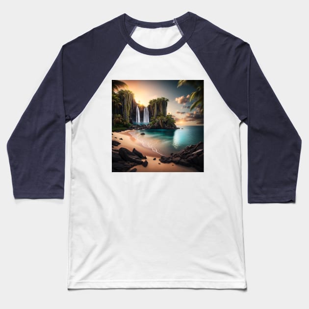 Island Oasis Baseball T-Shirt by SmartPufferFish